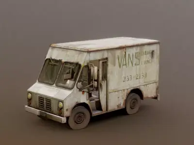 van realistic abandoned PBR low poly Free low-poly 3D model