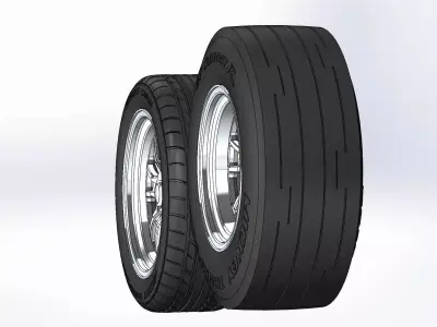 Set of wheels Weld S70 for scale model dragster 3D print model