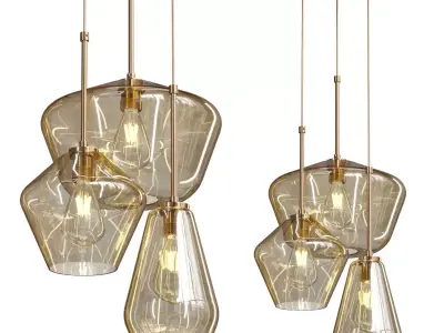 Modern Simple Glass Pendant Light Bedroom Bar 3D model