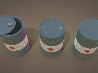 Oil Barrel Low-poly 3D model 7