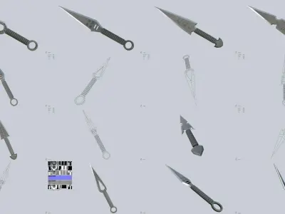 Kunai and shuriken collection 3D Model Pack