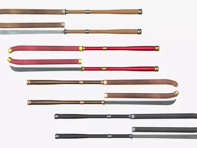 Japanese Spear Nagamaki 2  four colors 3D model