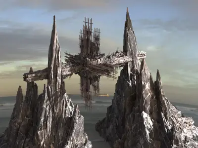 Alien Cliffs Sharp Bridge 1 3D model