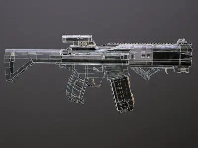 3D Futuristic Weapon Low and High Low-poly 3D model