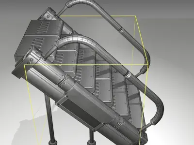 Futuristic Stairs -8 - Basic Textures Low-poly 3D model