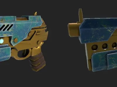 Scifi weapon pistol GUN Pack 3 SKINS with BPR 4K TEXTURES Low-poly 3D model