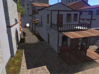Shooting Town For FPS And TPS Game Ready 3D Environment Low-poly 3D model