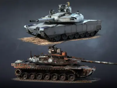 AbramsX Set military tank 3D Model Pack