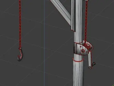Hand Crank Crane Remastered Low-poly 3D model