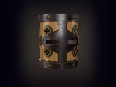 Stylized medieval war helmet PBR  game ready Low-poly 3D model