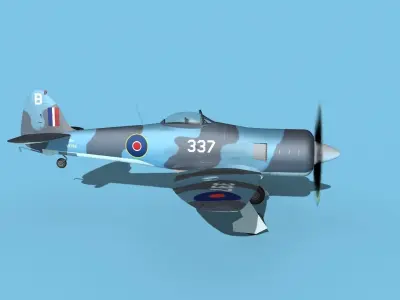 Hawker Sea Fury MKII V04 RN  3D model