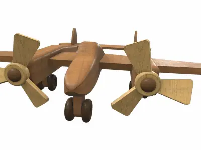 Wooden airplane toy p-38 Free 3D model
