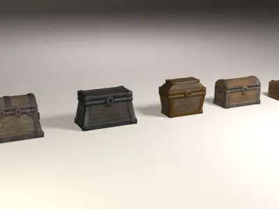 Treasure chests pack Low-poly 3D model