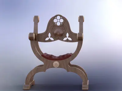 antique chair 3D model 6