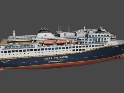 Havila Polaris Cruise ship 3d low-poly model Low-poly 3D model