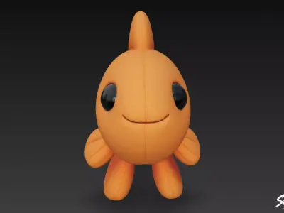 Cartoon Plush Goldfish Low-poly 3D model