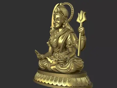 Parvathy devi mata murti high definition stl file 3D print model