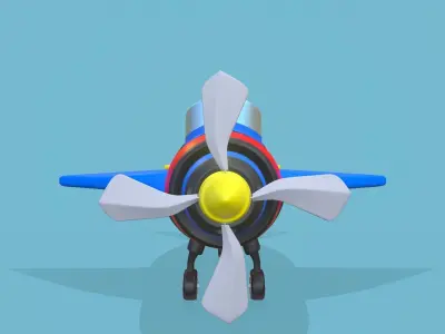 Cartoon plane Low-poly 3D model 2