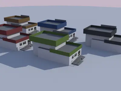 Cartoon Building Low Poly Building Commercial Supermarket Low-poly 3D model