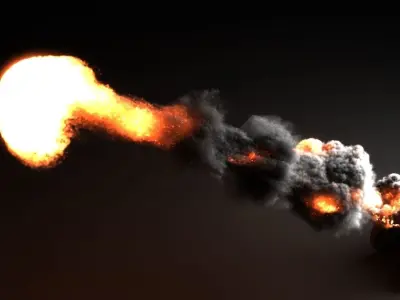 cannon with flames 3D model