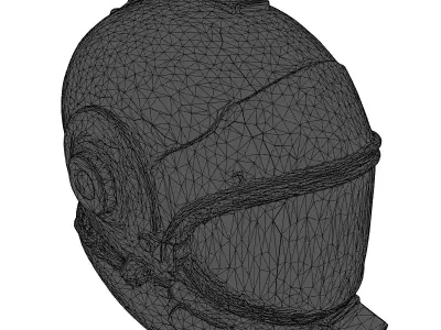 Retro Space Helmet with Scratched Visor 3D model