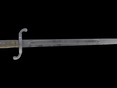 German bayonet Seitengewehr 1871 S71 Low-poly 3D model
