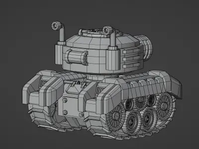 Stylized Mini Tank Low-poly 3D model