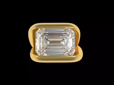 Emerald Solitaire Mens Ring 3D print model