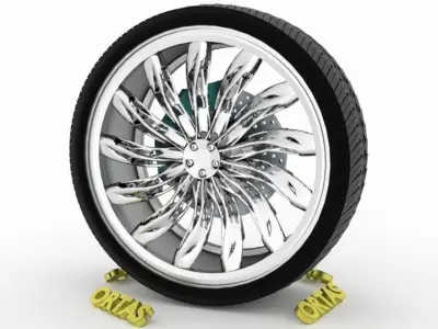 ORTAS CAR WHEEL RIM 75 GAME READY WHEEL RIM TIRE 3D model