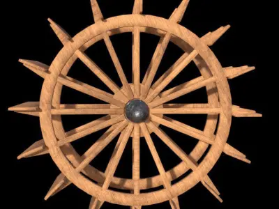 Water Wheel - PBR - Textured Low-poly 3D model