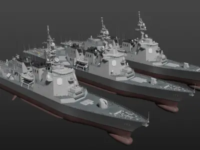 JMSDF AEGIS destroyers collection 3D model