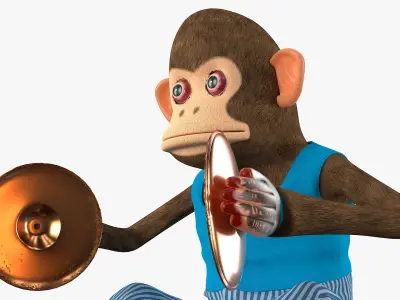 Retro Toy Monkey with Blue Striped Pants 3D model
