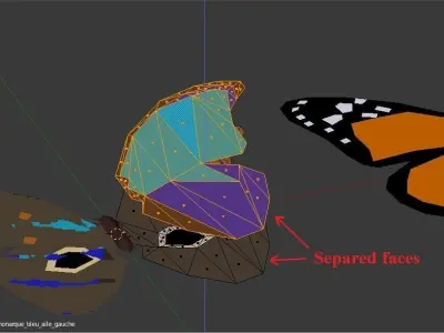 PACK 011 Monarch Butterflys orange and blue Low-poly 3D model