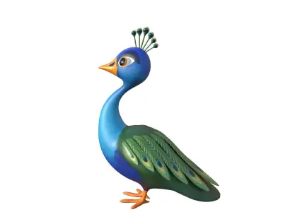 Cartoon Peacock Low-poly 3D model