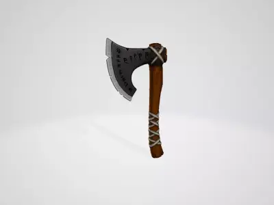 Viking axe Low-poly 3D model 10