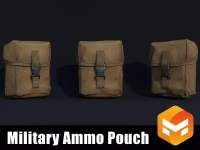 Film-grade military ammo pouch model Low-poly 3D model