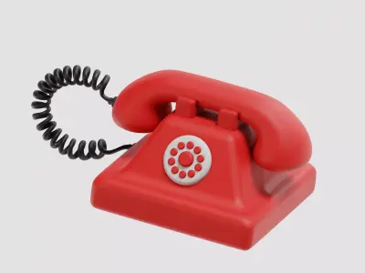 Cartoon Telephone Low-poly 3D model