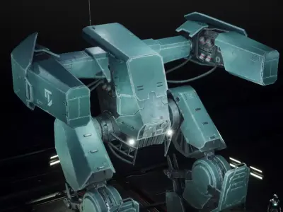 Sci-fi Mecha Grig game ready rigged Low poly robot  Low-poly 3D model