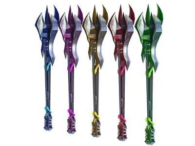 a set of cutting weapons Low-poly 3D model 6