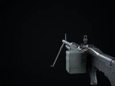 Game Ready M60 machine gun Low-poly 3D model