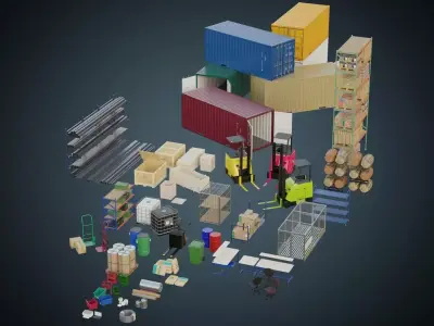 Warehouse Props Collection 1A 3D Model Pack