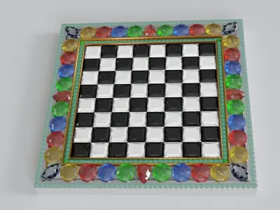 Antique Gold Chess Board Games with Gems 3D model