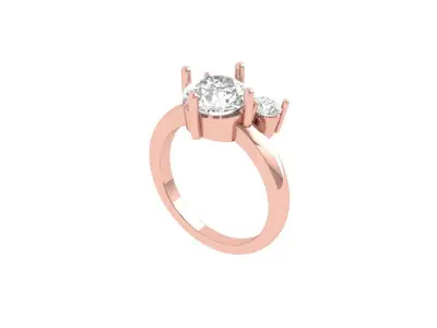 Solitair 3 Stone Ring 3D print model shop