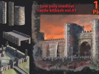 Lowpoly medival environment kitbash vol01 Low-poly 3D model