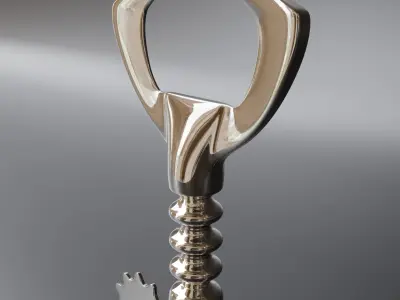 Wine bottle Opener chrome 3D model