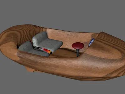 3d ship wooden chair with mouse 3D model