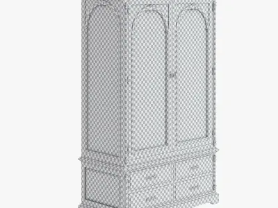 Victorian Wardrobe Old Natural 3D model