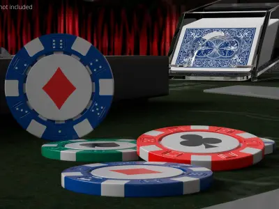 Poker Chip with Cards Symbol 3D model