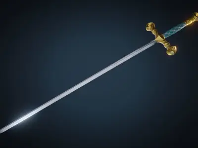 Double Edged Sword -Game Ready- Low-poly 3D model