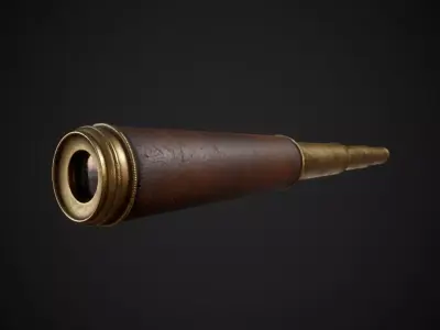 PBR Aged Spyglass Low-poly 3D model